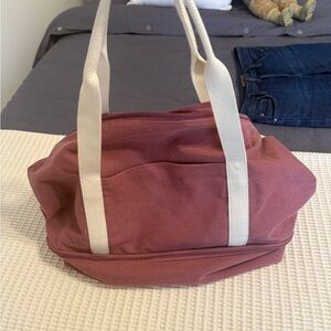 Lo & Sons Rose Canvas Tote with Cream Handles